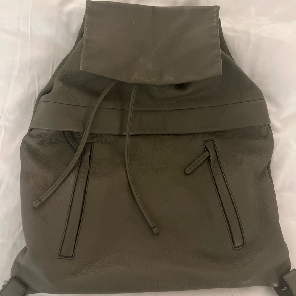 Olive Green Leather Backpack